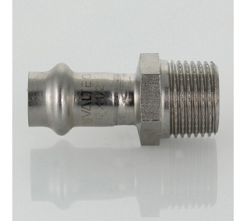Пресс-муфта с наружной резьбой 28 мм х 1"  из нержавеющей стали VTi.901.I.002806 VALTEC (ВАЛТЕК)