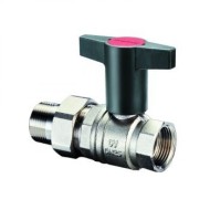 Кран шаровый Optibal 1 1/4" НГ с американкой маховик пластмассовый Oventrop