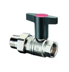 Кран шаровый Optibal 1 1/4" НГ с американкой маховик пластмассовый Oventrop