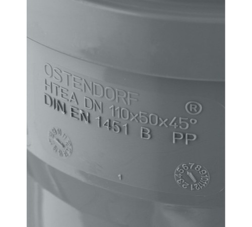 Тройник канализационный HTEA 110х50/45° Ostendorf