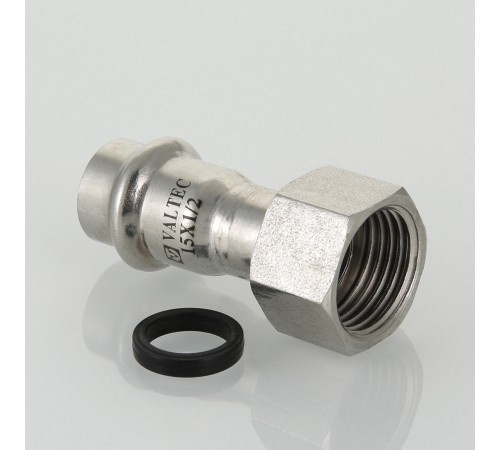 Пресс-муфта с накидной гайкой 22 мм х 1/2"  из нержавеющей стали VTi.908.I.002204 VALTEC (ВАЛТЕК)