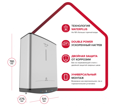 Водонагреватель Ariston ABS VLS PRO INOX R 50, электрический накопительный (3700686 Аристон)