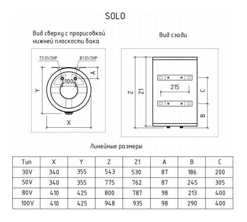 Водонагреватель Thermex Solo 80 V электрический накопительный (151 078 Термекс)