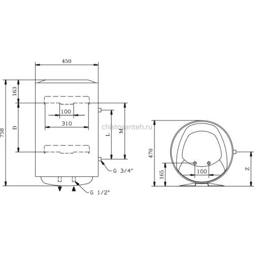 Водонагреватель Ariston PRO1 ECO INOX ABS PW 80 V, электрический накопительный (3700548 Аристон)