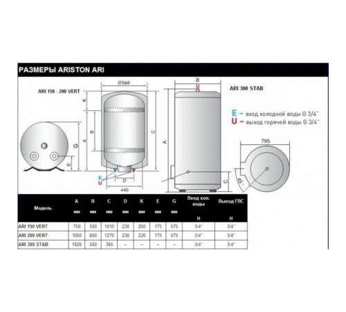 Водонагреватель Ariston ARI 200 VERT 530 THER MO SF, электрический накопительный (3000318 Аристон)
