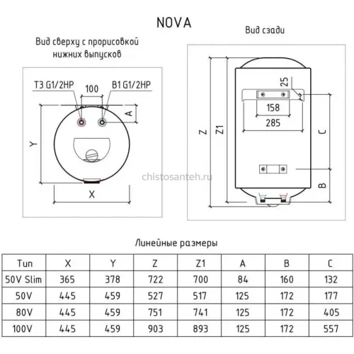 Водонагреватель Thermex Nova 150 V электрический накопительный (111 025 Термекс)