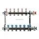 Коллекторная группа REHAU HKV-D на 6 выходов (РЕХАУ - 12080611002)1"x3/4"ЕК из нержавеющей стали с регулирующими и термостатическими вентилями и расходомерами