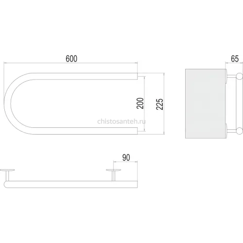 Электро 25 П-обр 600х200 Полотенцесушитель TERMINUS