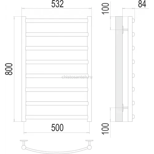 Атланта+ П8 500х800 Полотенцесушитель TERMINUS