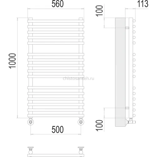 Кремона П16 500х1000 Полотенцесушитель TERMINUS