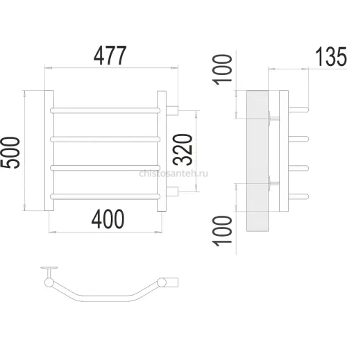 Виктория П4 400х500 бп320 Полотенцесушитель TERMINUS