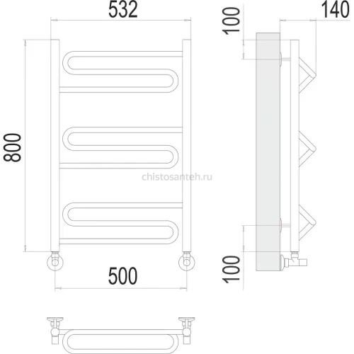Юпитер П9 500х800 Полотенцесушитель TERMINUS