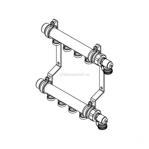 Коллекторная группа REHAU HLV на 2 выхода (РЕХАУ - 11102021001)1"x3/4"ЕК из нержавеющей стали