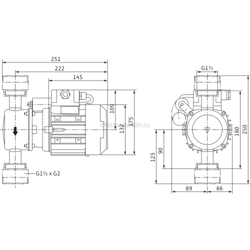 Циркуляционный насос с сухим ротором в исполнении Wilo Inline VeroLine IP-Z 25/2 EM 4090293
