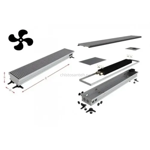 Конвектор внутрипольный Askon (с вентилятором) КВП-В 65/220/3000 (решетка входит в комплект)