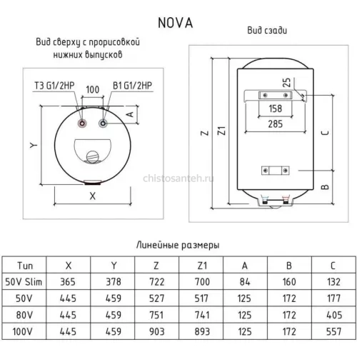 Водонагреватель Thermex Nova 150 V электрический накопительный (111 025 Термекс)