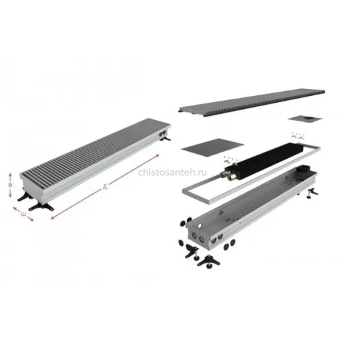 Конвектор внутрипольный Askon (без вентилятора) КВП 80/220/4200 (решетка входит в комплект)