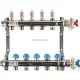 Коллекторная группа REHAU HKV-D на 4 выхода (РЕХАУ - 12080411002)1"x3/4"ЕК из нержавеющей стали с регулирующими и термостатическими вентилями и расходомерами